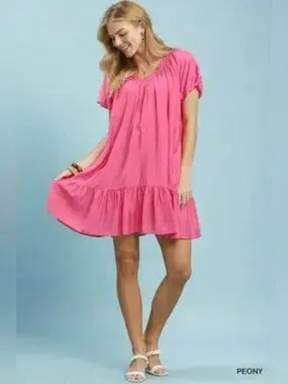 Umgee Ruffle Hem Shift Mini Dress - Picture 5 of 5